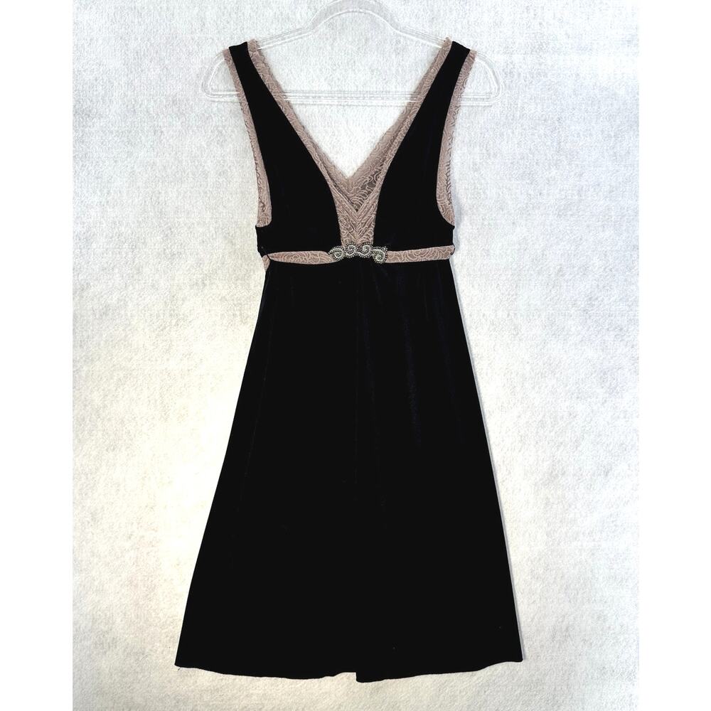 Free People Velvet Dress Drape Front Lace Trimmed Sleeveless Black Pink NWT